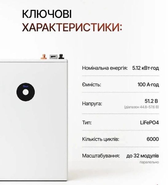 Акумулятор Deye SE-F5 Pro-C 51,2 В (номінал 48 В) LiFePO4 100Ah  NG365518 фото